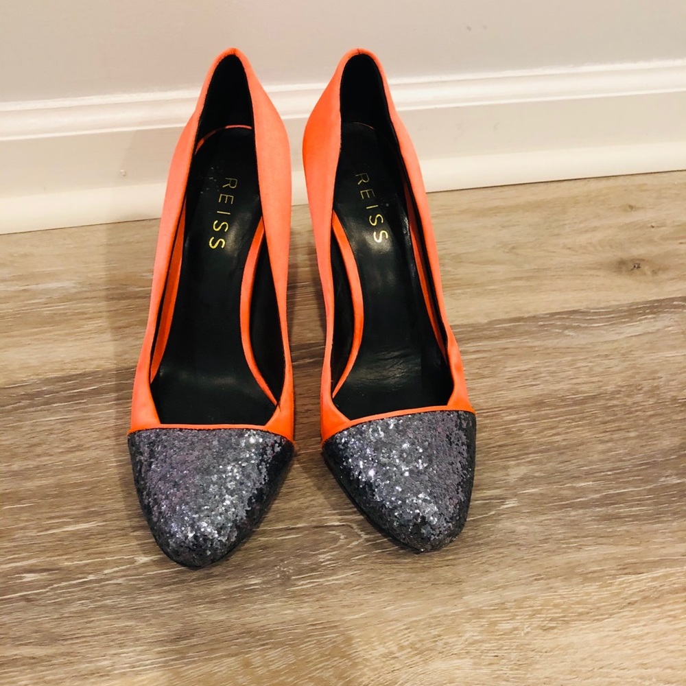 REISS satin and glitter pumps